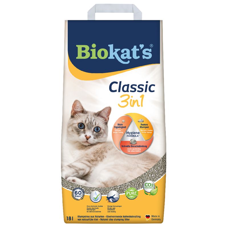 Litière Biokat's Classic 3in1, sans parfum