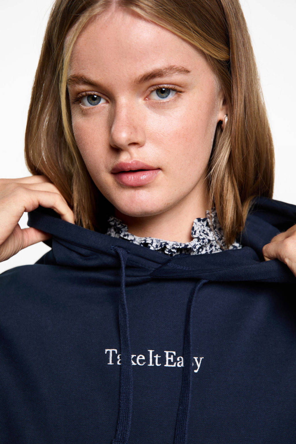 MANGO TEEN hoodie met tekst marine