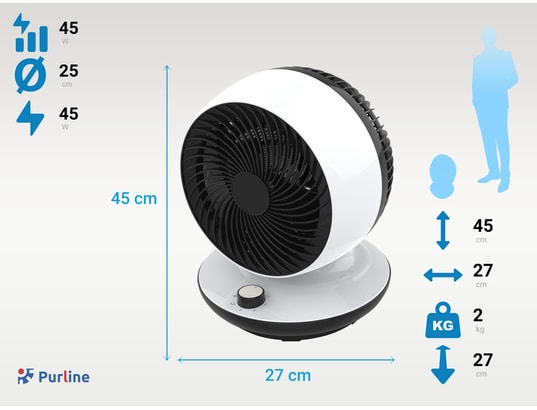 PURLINE - Ventilateur de table à oscillation verticale venty ta 45