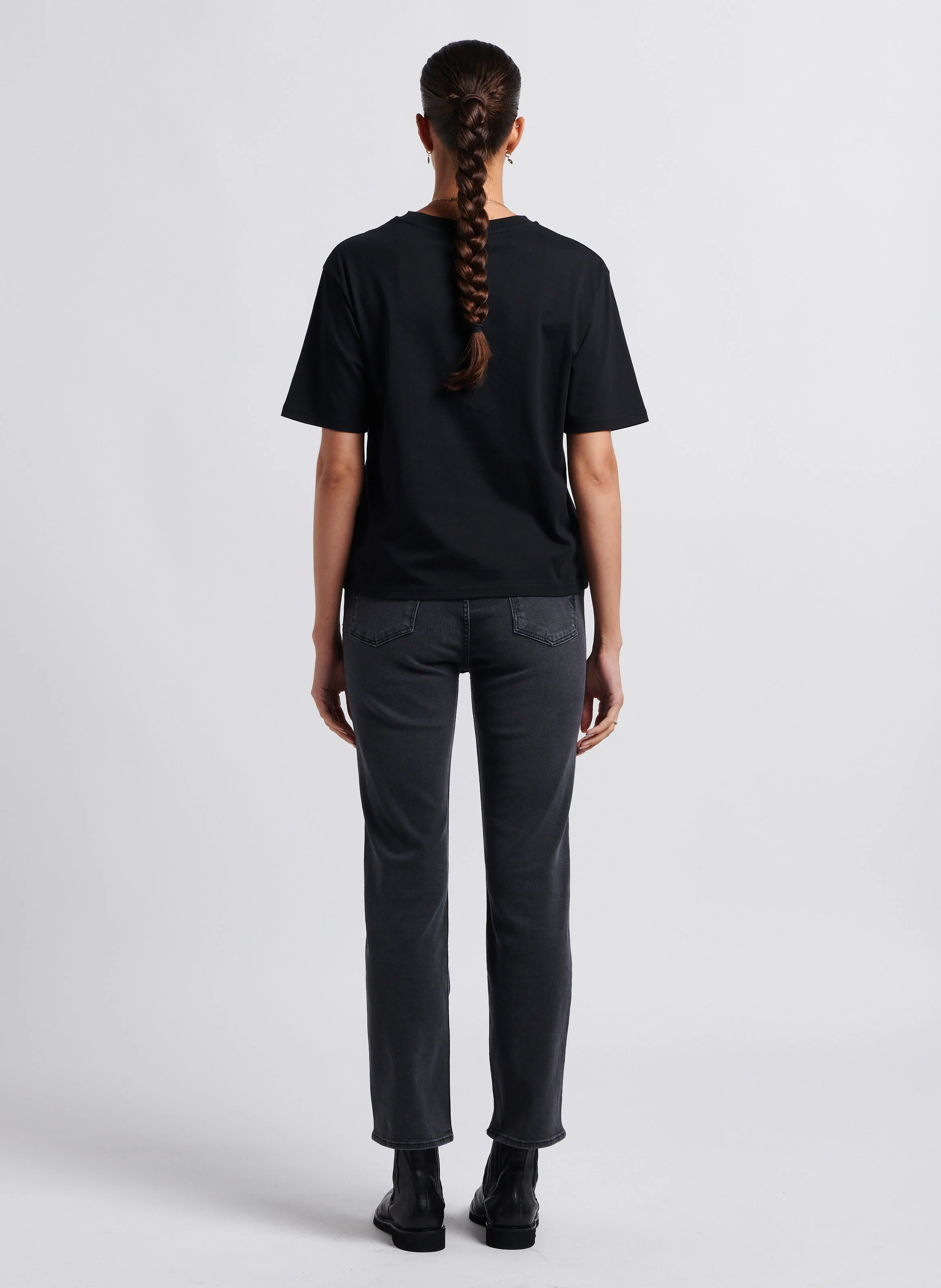 OTIS - Tee-shirt col rond brodé en coton | Noir