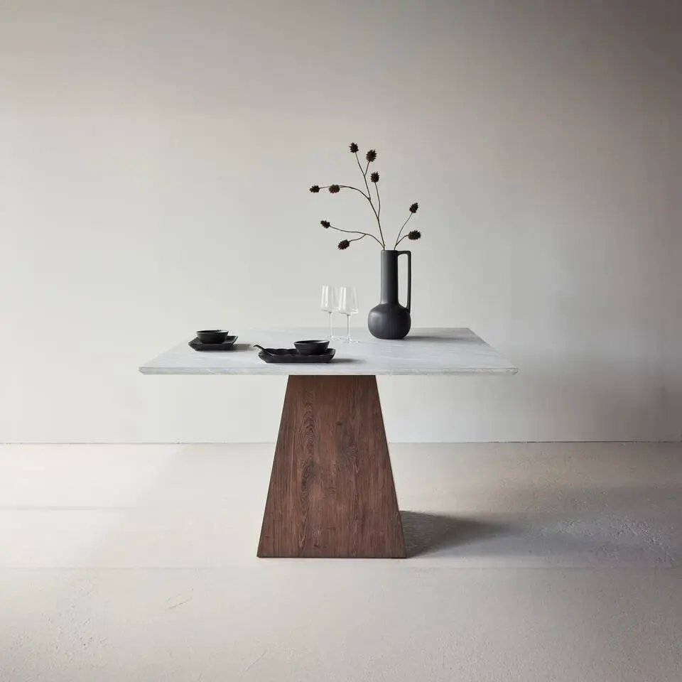 Eettafel Vierkant - Lichtgrijs MDF - 120x120x75cm - Cael