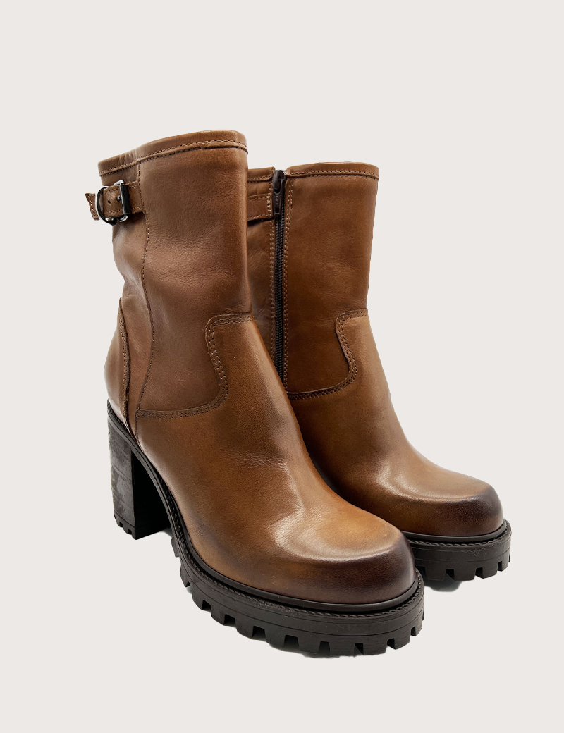 PAOYAMA BOTTINES ILDA CUIR MARRON