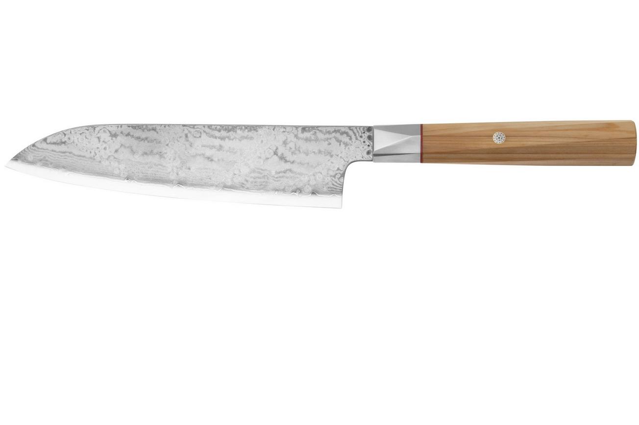 Mcusta Zanmai Santoku ZBX2-3003DS, 33-Layer Damascus/VG10, Hinoki Handle, Knivesandtools Exclusive, santoku, 18 cm