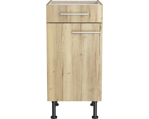 Optifit onderkast met lade en draaideur Erik290 BxDxH 40x58,4x87 cm wild eiken structuur mat gedemonteerd scharnier omkeerbaar (links of rechts te monteren)