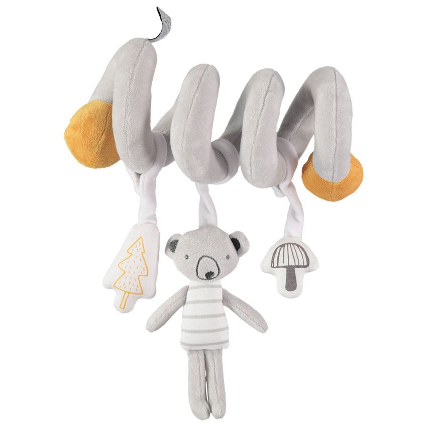 Spirale d'activités en velours avec peluches à suspendre - Gris clair