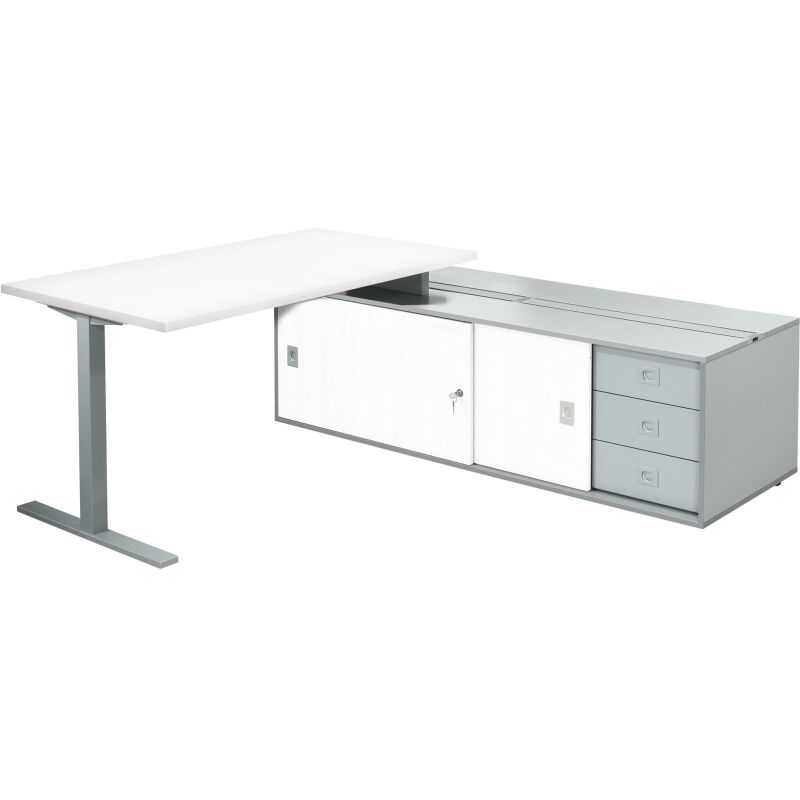 Bureau Optyma avec retour sur console et caisson intégré