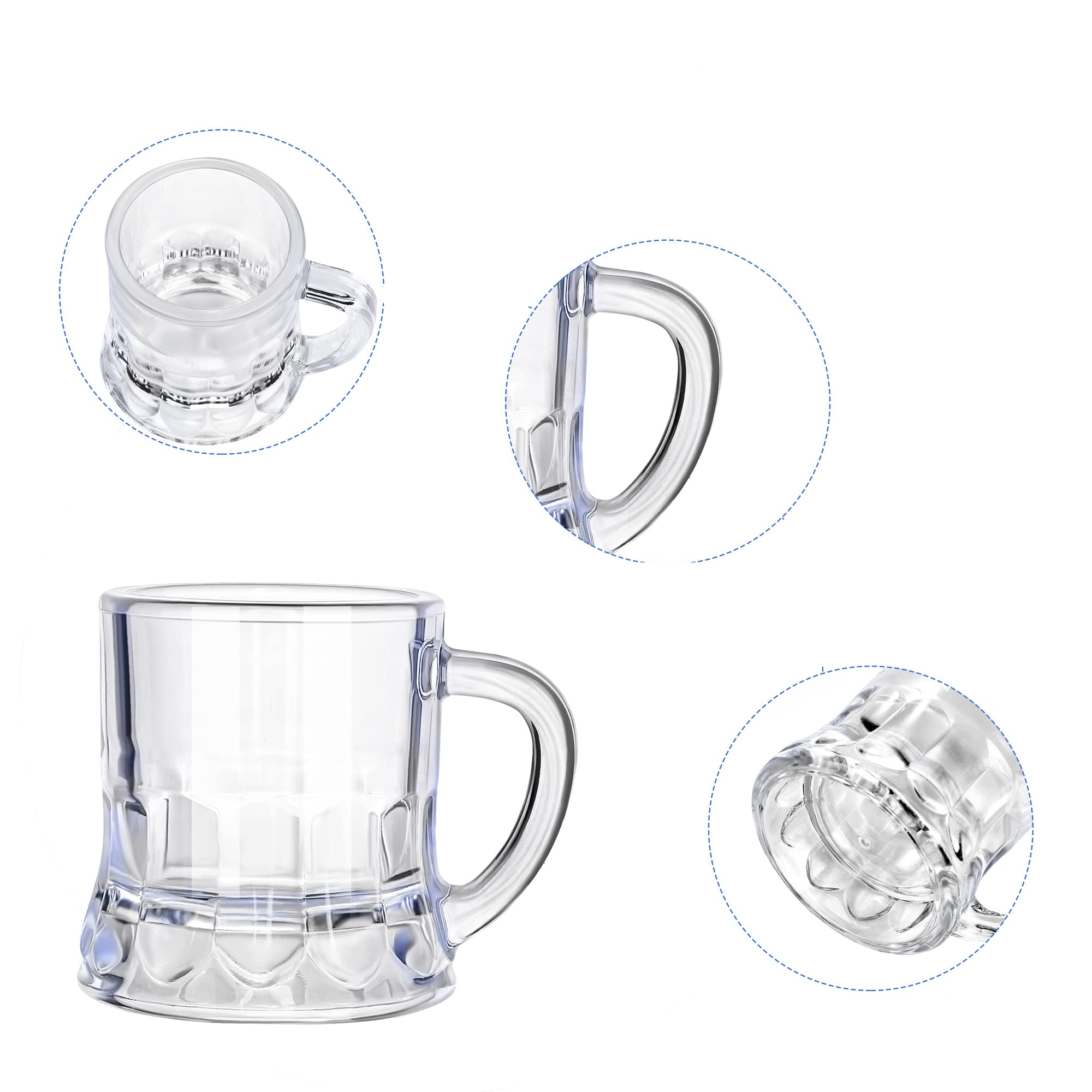 (24er Set) 5cl Mini Bier Krug Schnaps Gläser Party Shot Glas - Transparent