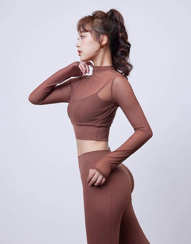 CUCURBIT - Sport-T-shirt met lange mouwen en een effen mesh-hals