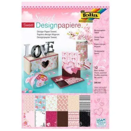 Folia Designpapierblock Sweet, DIN A4, 12 Blatt