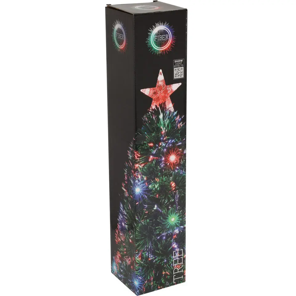 Kleine Fiber kunst kerstboom - H60 cm - met kerstverlichting -led