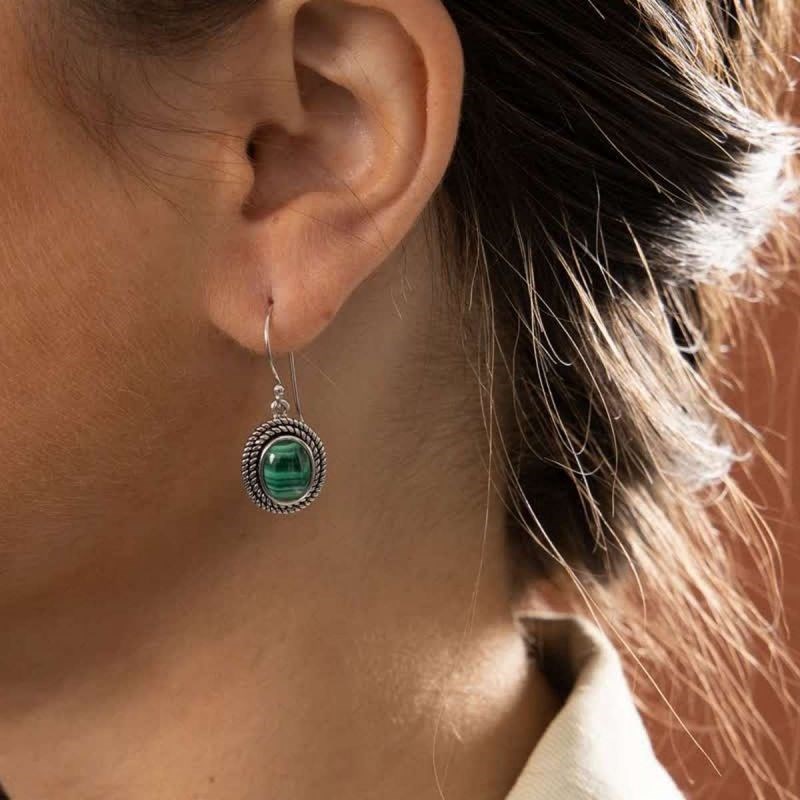 Boucles d'oreilles argent massif et pierre naturelle