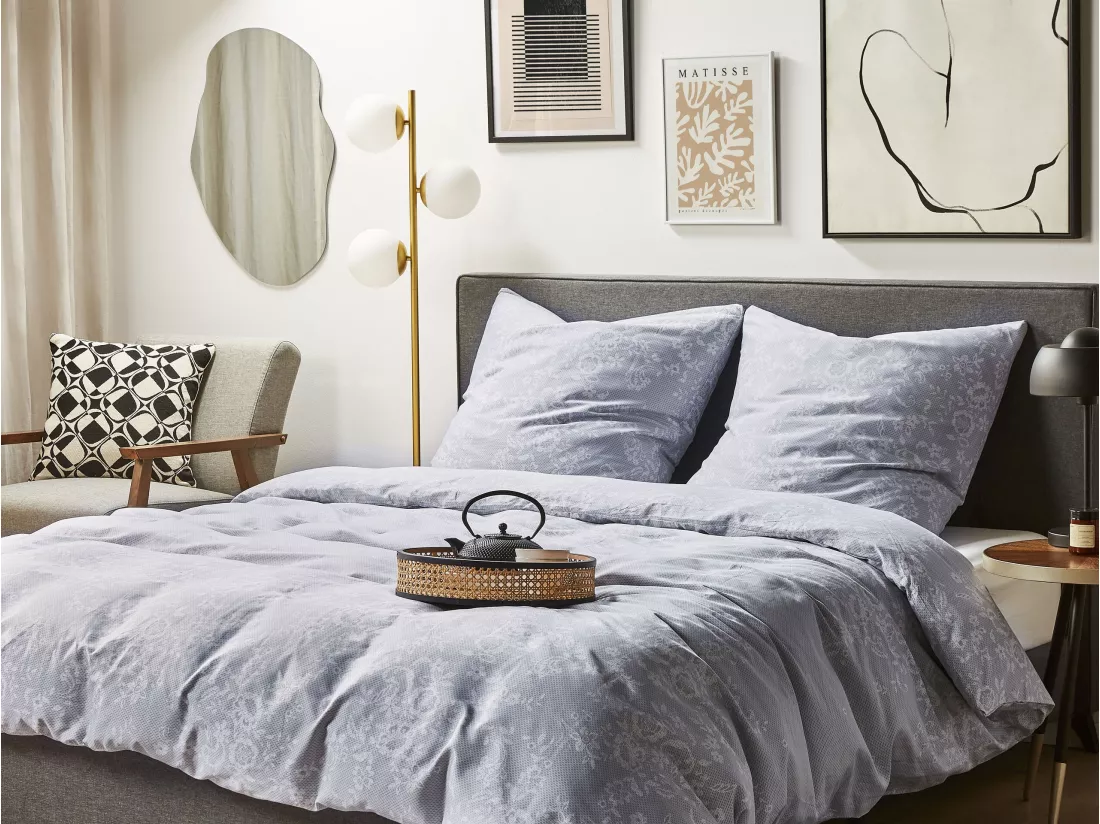 Ensemble de housses de couette MORNINGSIDE Satin de coton 135 x 200 cm Gris