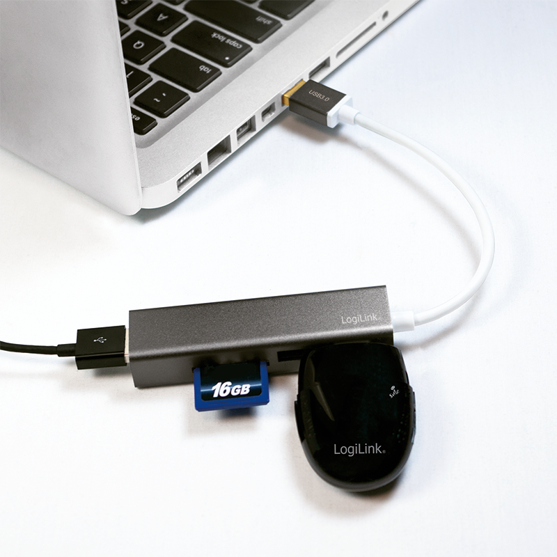 USB Hub mit 3 Ports und Kartenleser
