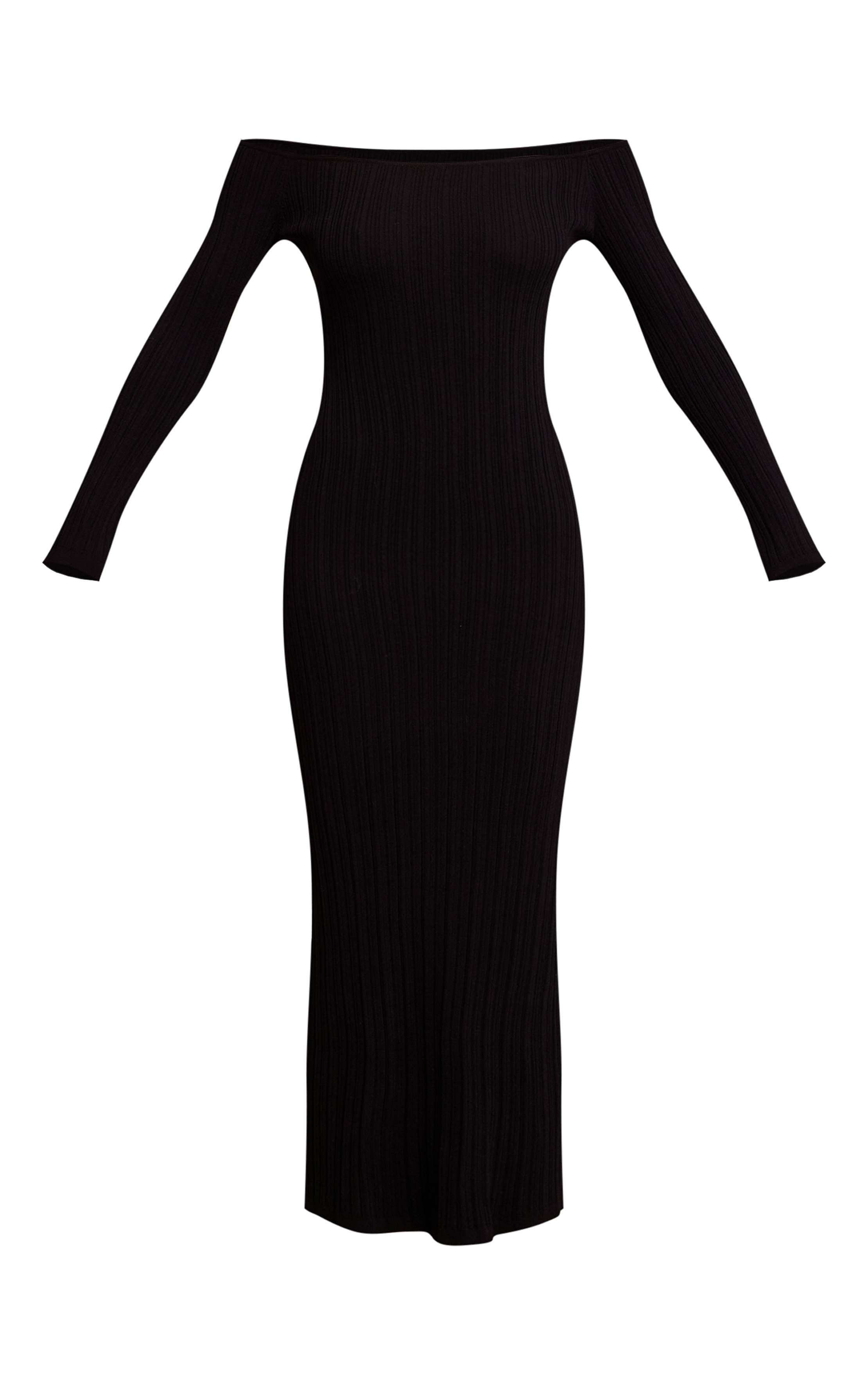Noir Robe Maxi En Maille Fine À Épaules Dénudées