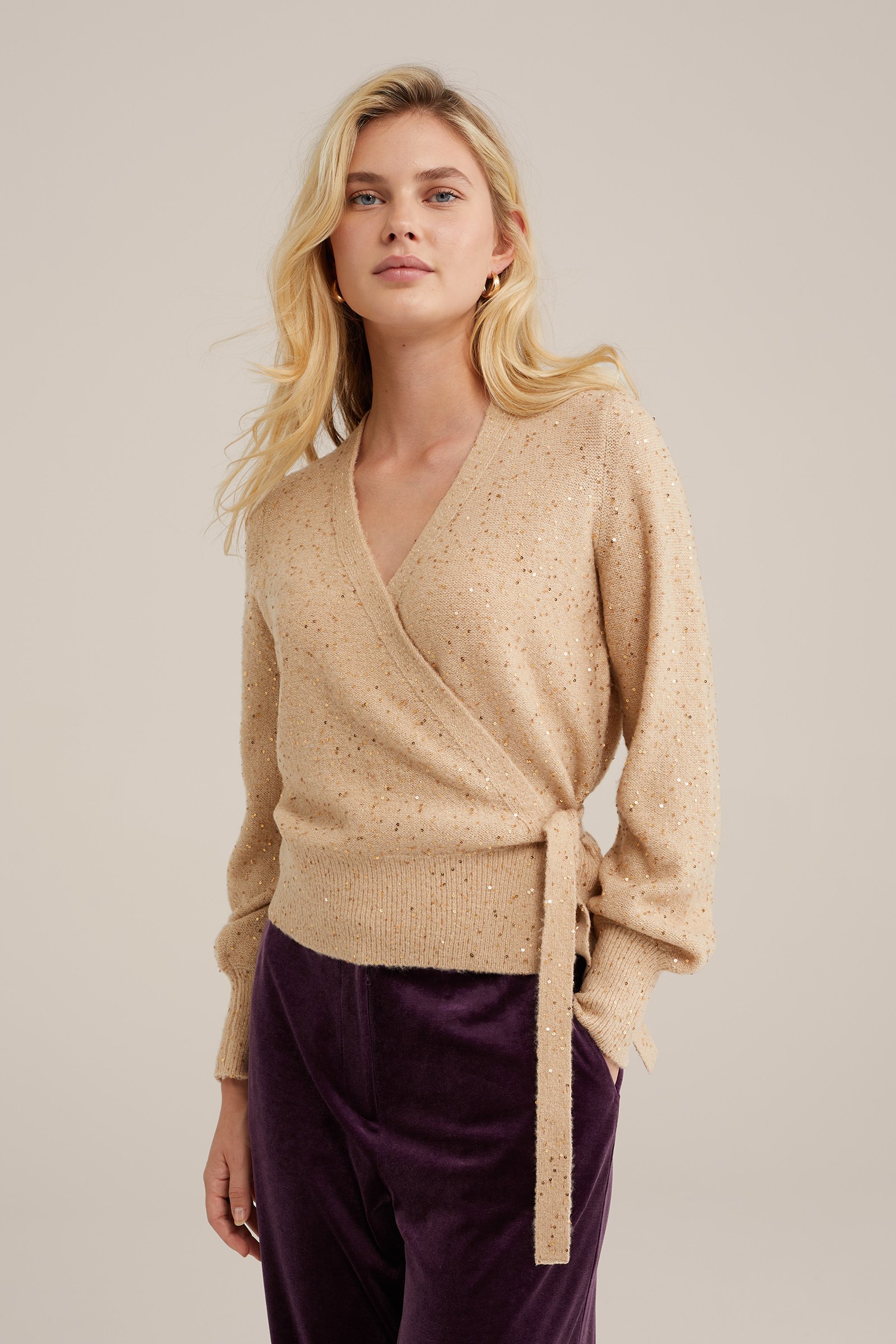 overslagvest met pailletten WE Fashion Goud