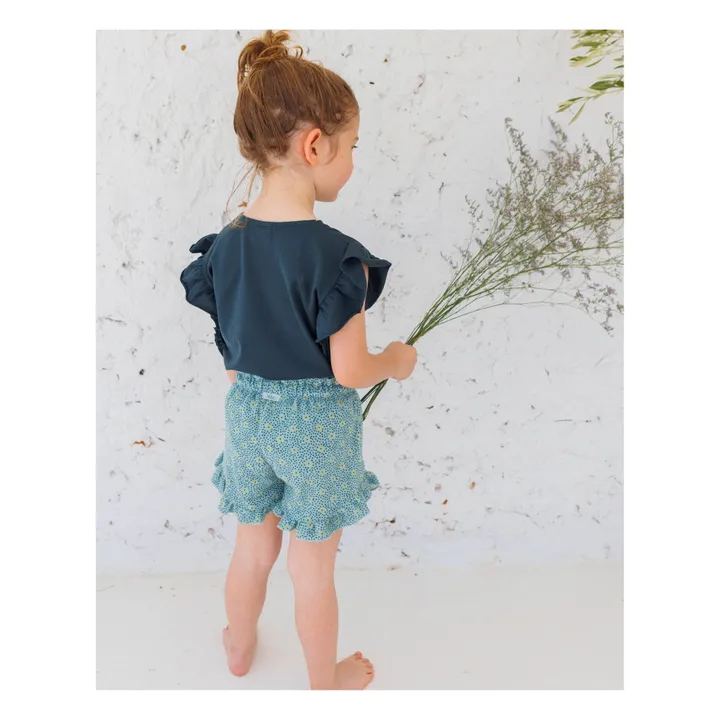 Búho Short Fleuri Eponge | Bleu Vert