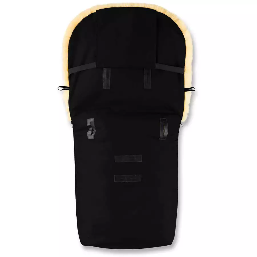 Hofbrucker Kinderwagen Lammfell Fußsack Putzi Limited Edition Hergestellt in Deutschland Schwarz gesteppt