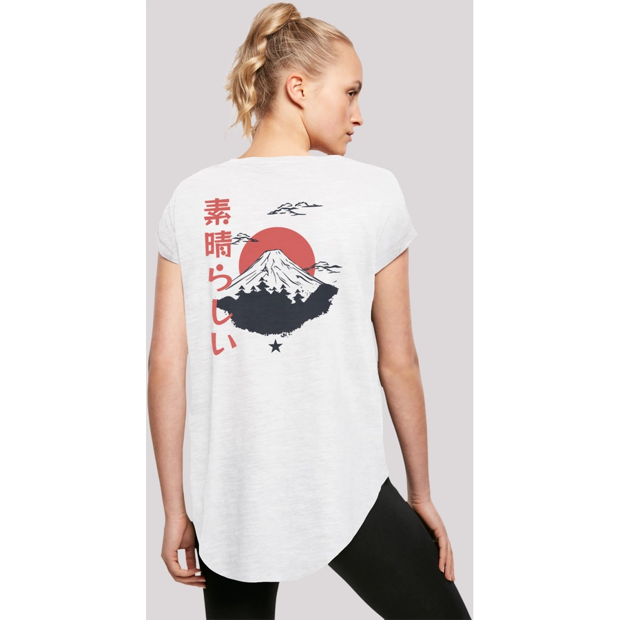 F4NT4STIC Long Cut T-Shirt Mount Fuji weiß
