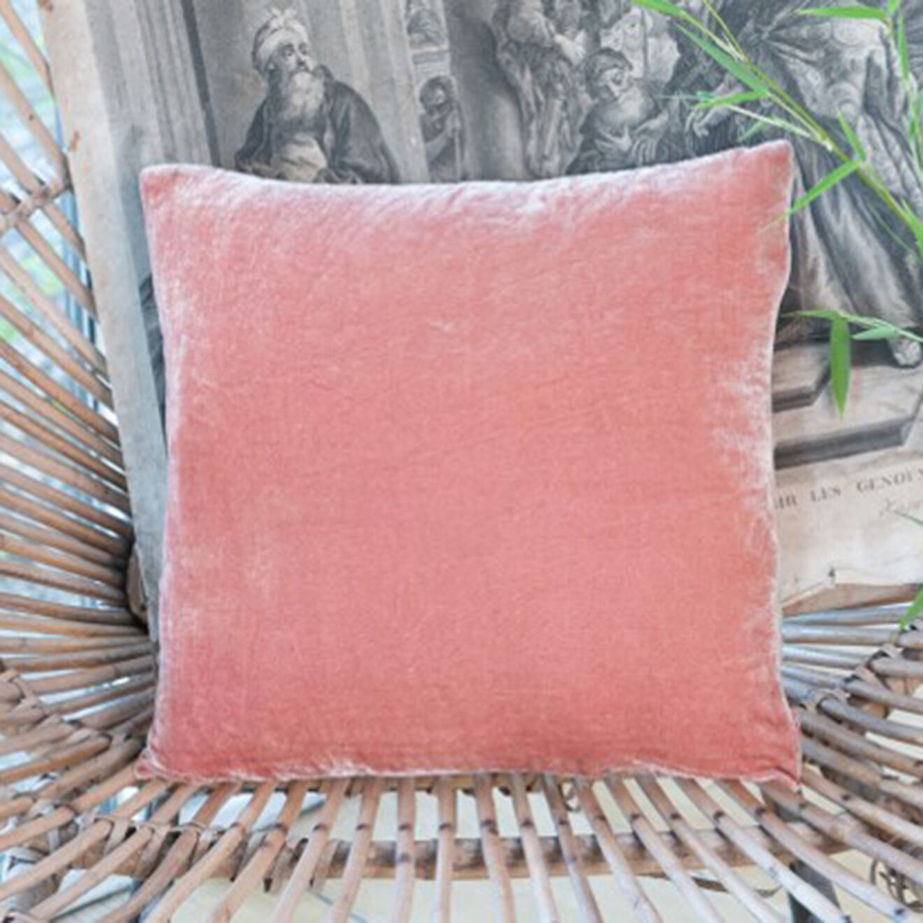 En Fil d'Indienne Housse de coussin Fortuna pêche - 30x30 cm