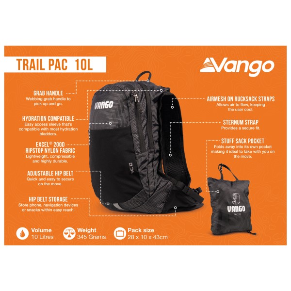 Vango - Trail Pac 10 - Sac à dos de randonnée