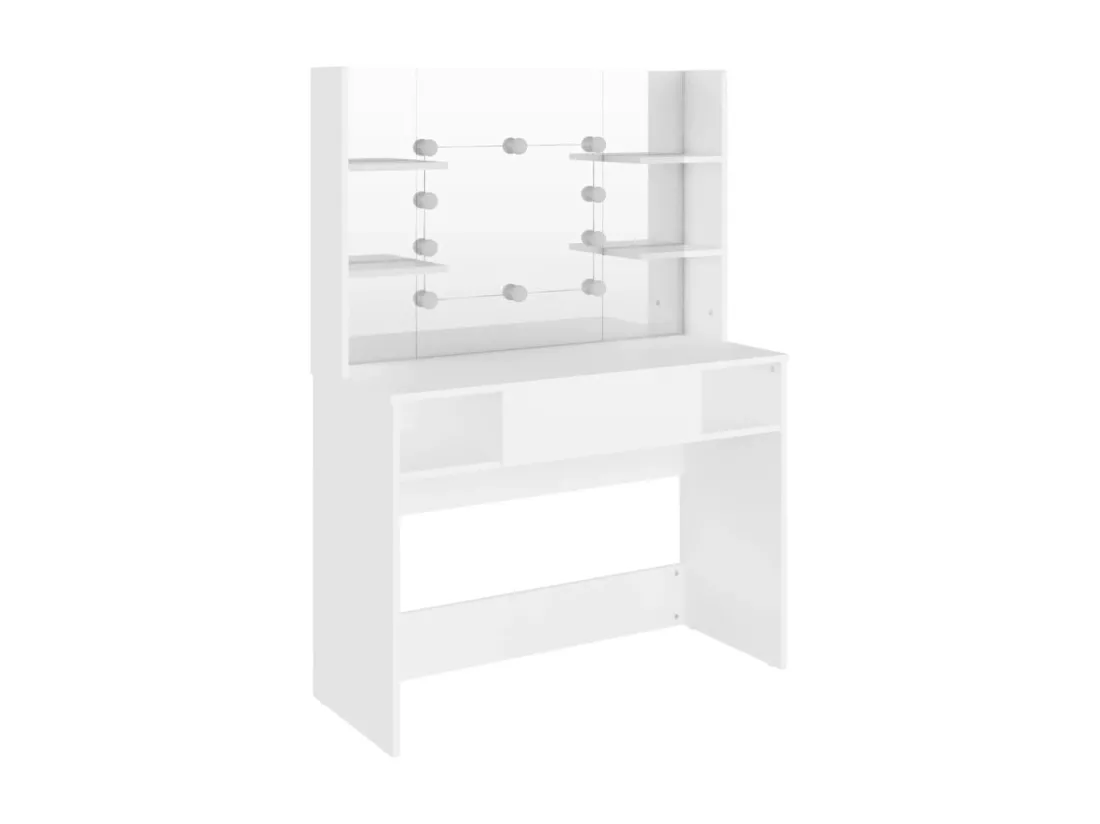 Table de maquillage avec éclairage LED 100x40x135 MDF Blanc