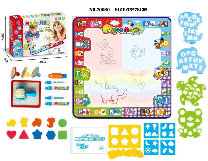 (30-tlg. Set) 78x78cm Magische Lern Spiel Zeichen Matte für Kinder   Diverse Formen / Stempel / Stifte