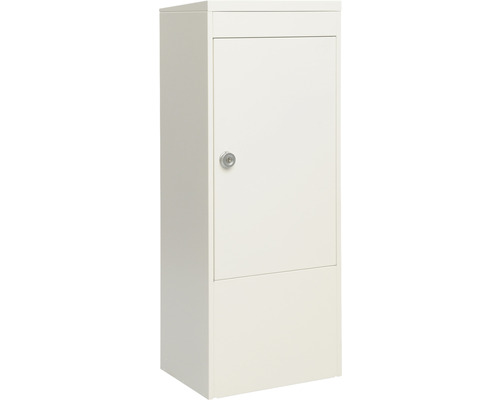 MEFA pakketbrievenbus, gepoedercoat staal, BxHxD 410/1025/325 mm, Mana 482, zuiver wit RAL 9010, semi-mat, frontuitname