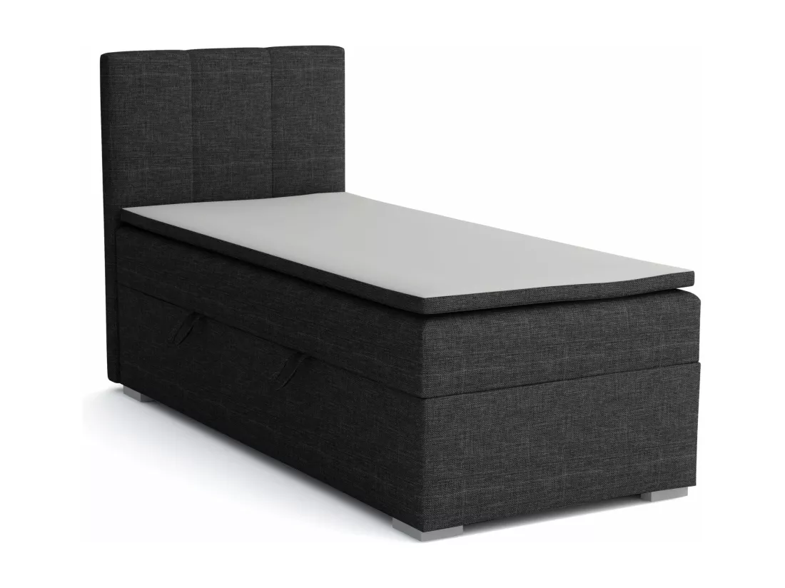 LIT SIMPLE avec tiroir de rangement et surmatelas, côté gauche Monaco Mini 100x200 cm, Lux 23 (Noir)
