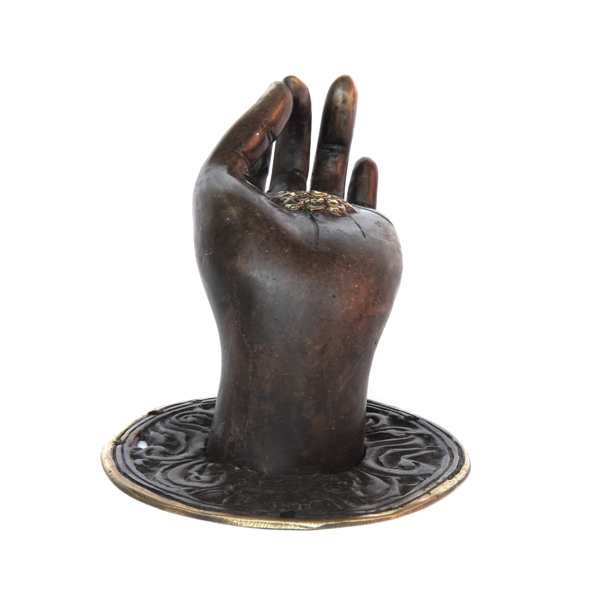 Hand 'Mudra' links, aus Messing, H 18 cm, B 11 cm, L 11 cm von fischer's lagerhaus