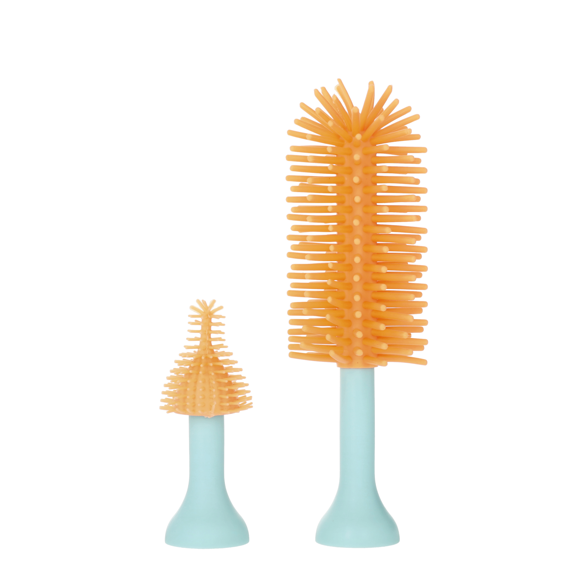 (6-tlg. Set) Elektrische Silikon Baby Flaschenbürste USB Fläschchen Reiniger IP65 inkl. Aufsätze   Greifzange  - Blau / Orange