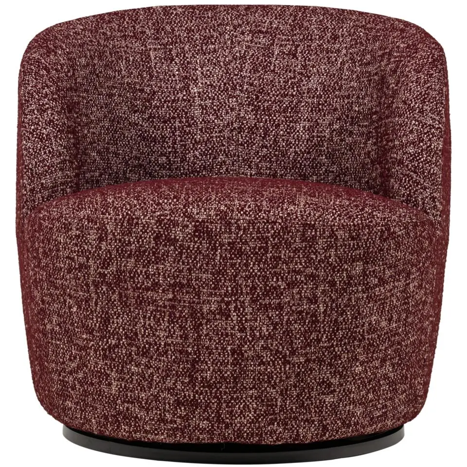 WOOOD Serra Draaifauteuil - Melange Stof - Bordeauxrood - 68x70x77