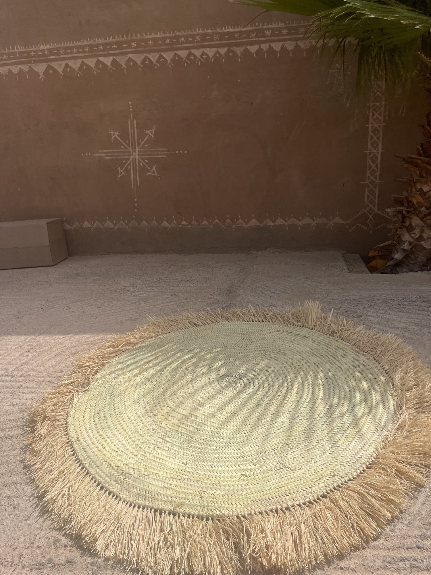 Teppich aus Palmgras, natur, Ø 130 cm von fischer's lagerhaus