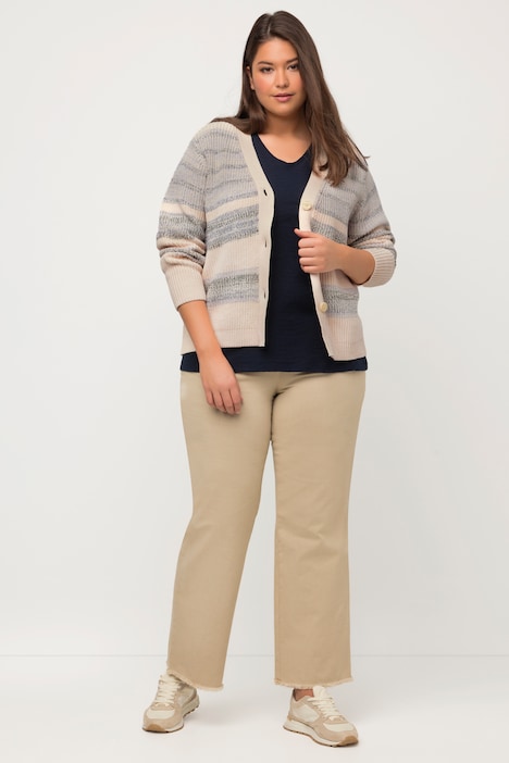 Strickjacke, Patentstrick, V-Ausschnitt, Biobaumwolle
