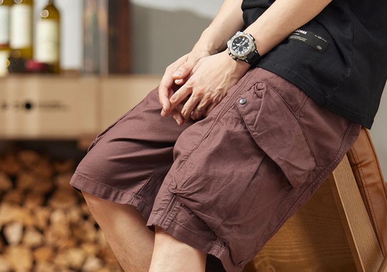 Nataro - Cargoshorts met trekkoord in de taille en wijde pijpen
