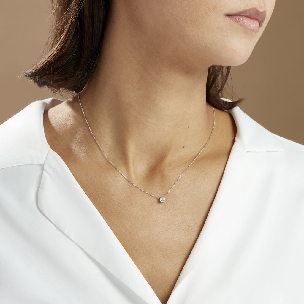 Collier Solitaire Victoria Platine Blanc Diamant