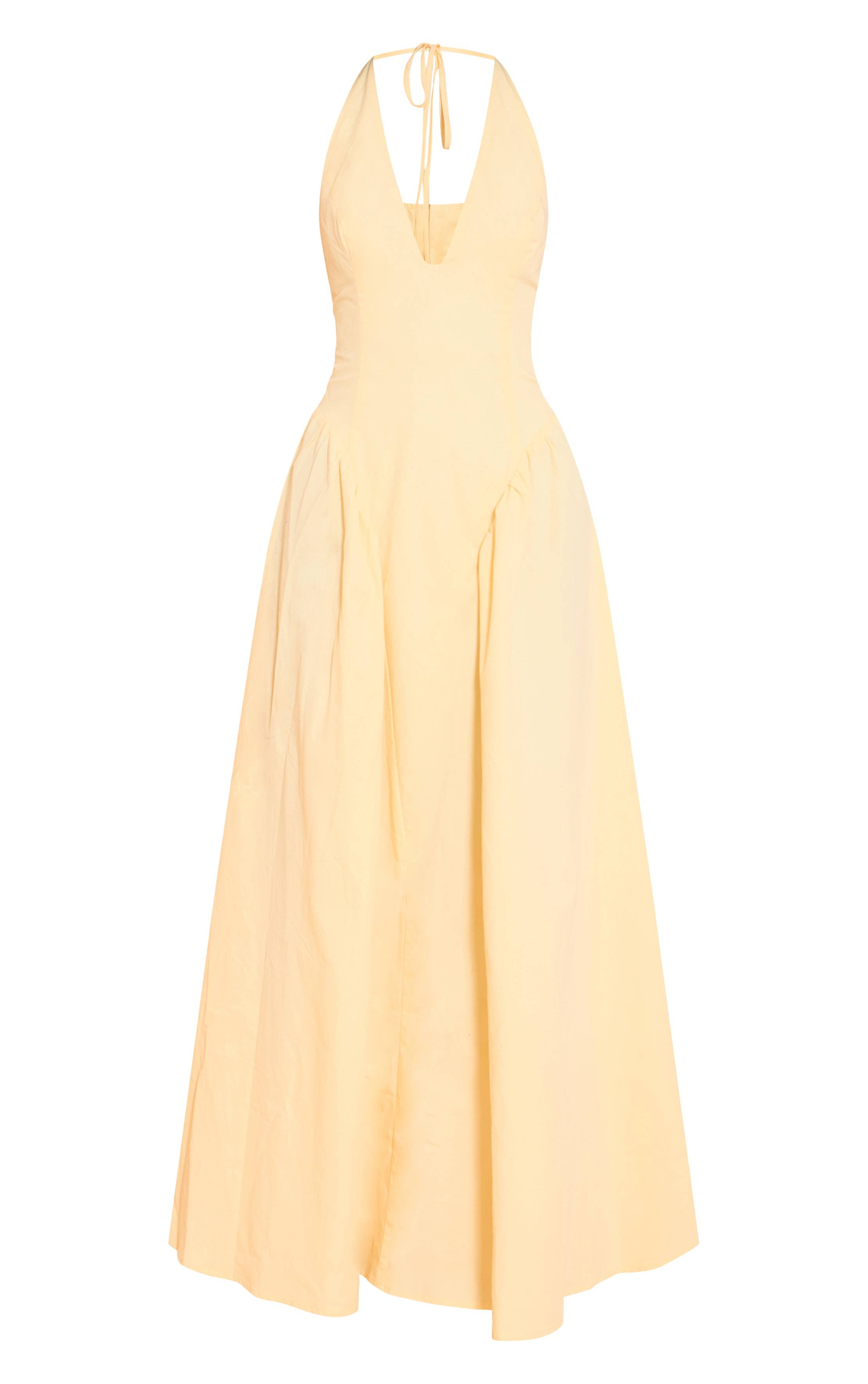 Citron Robe Midaxi Plongeante Dos Nu En Tissu Tissé