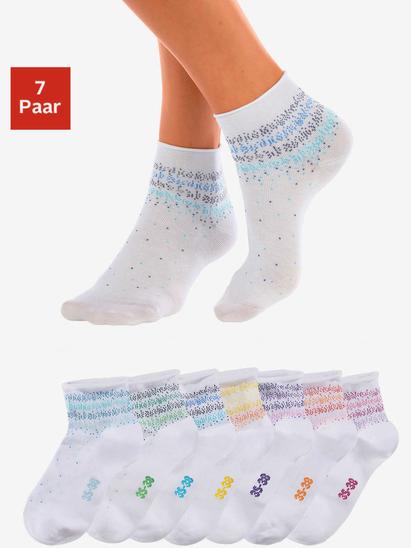 Lot de 7 paires de socquettes tendance pour femme h.i.s