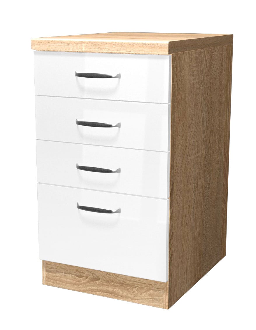 Schubkastenunterschrank Valero Weiß/Braun 50 x 86 x 60 cm