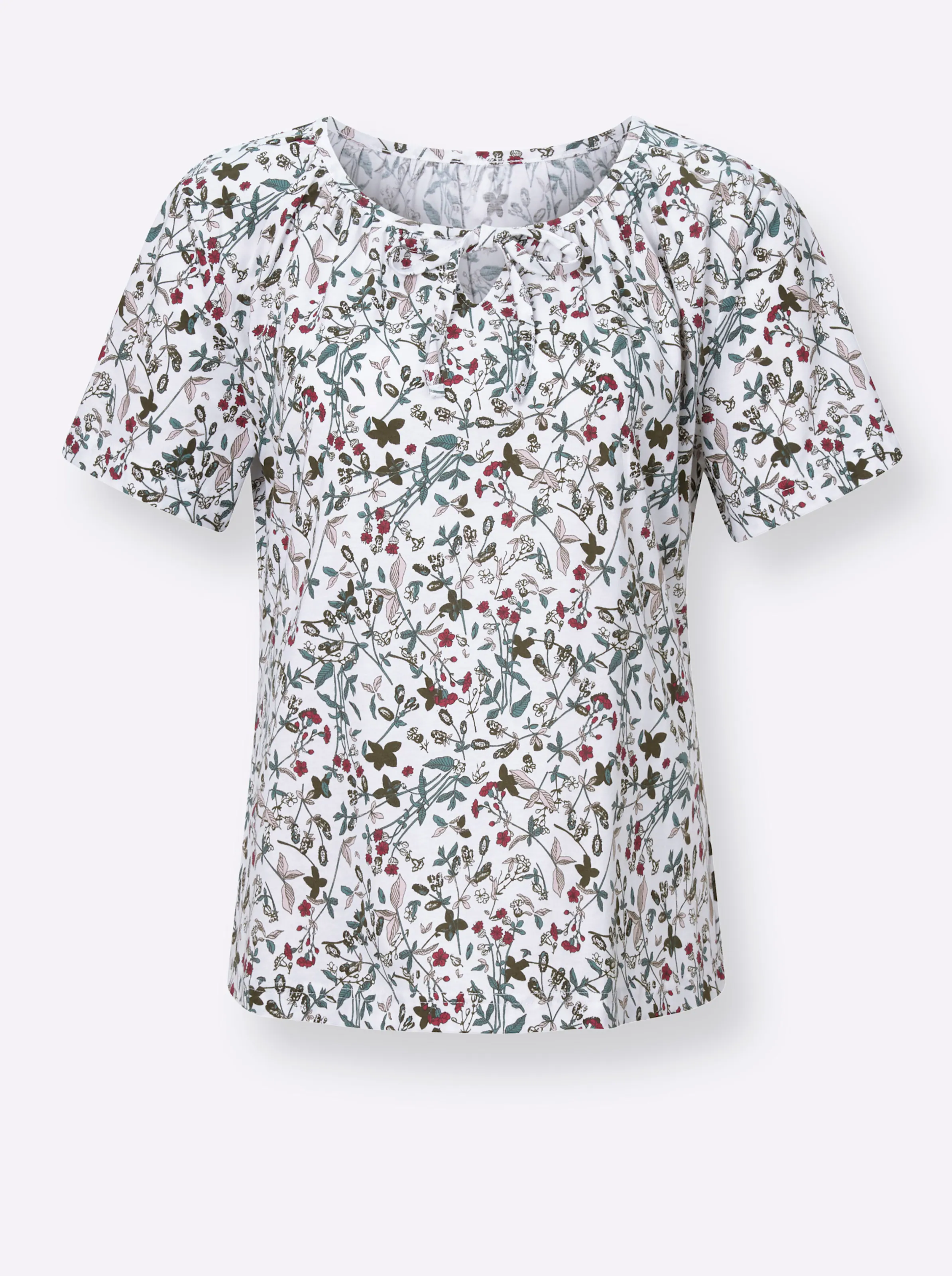 Rundhalsshirt in weiß-bedruckt