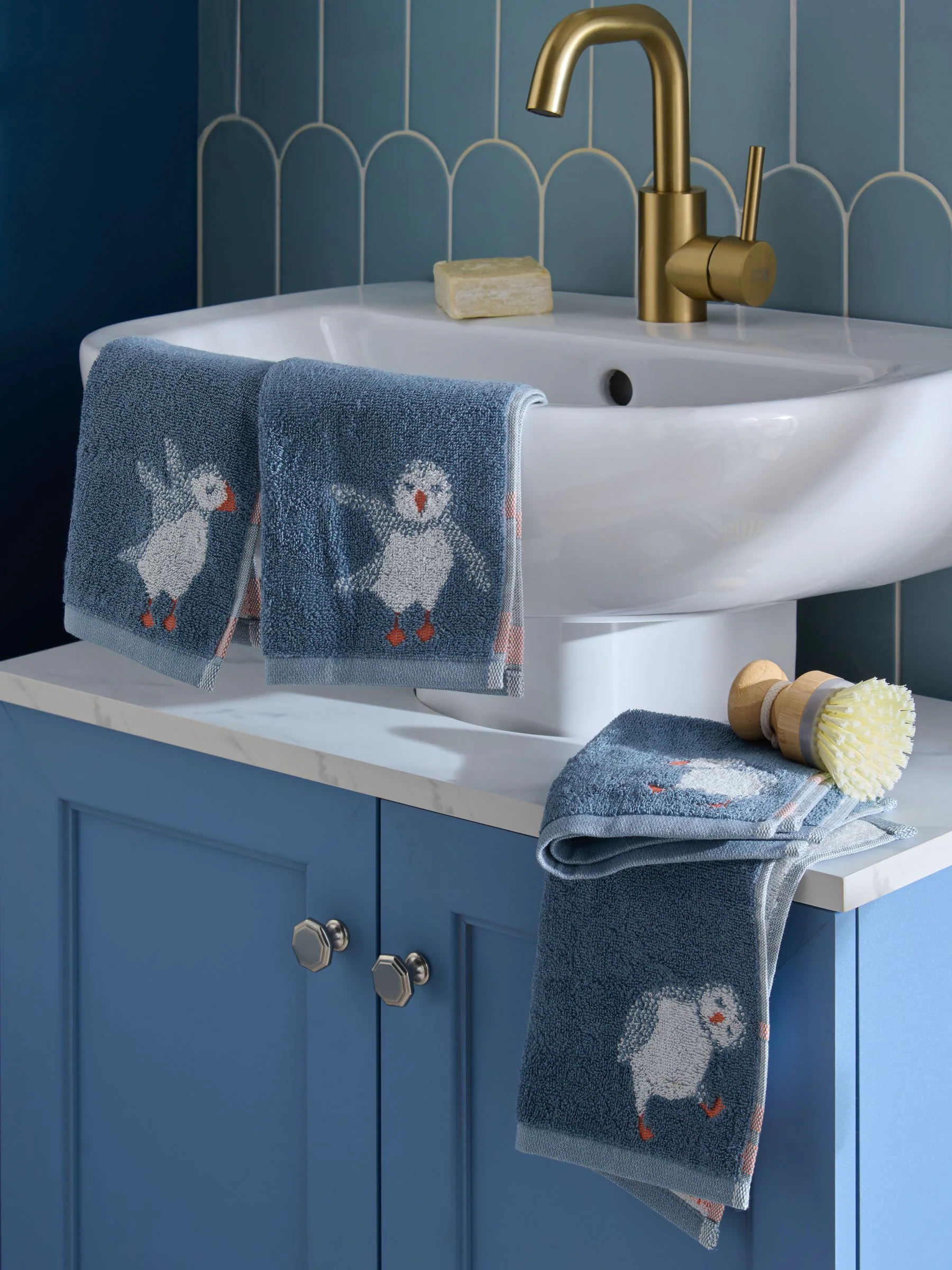 Set van 2 Puffin 100% katoenen gezichtsdoekjes