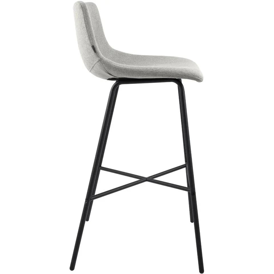 CLP Barkruk Altona zwart Frame - Stof - grijs