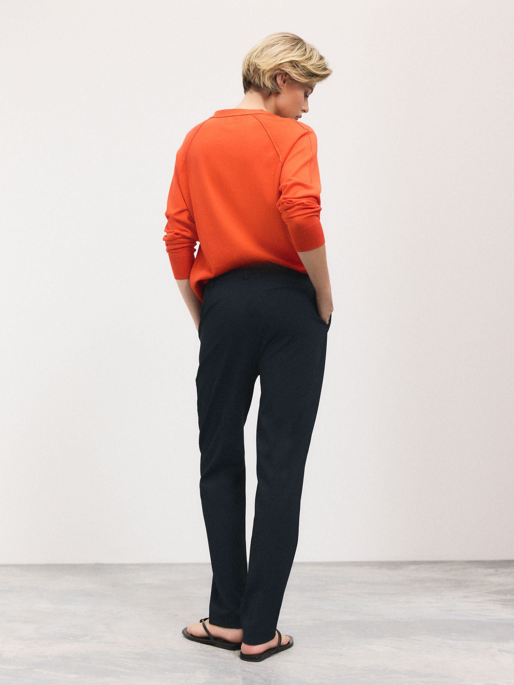 Marineblauw - Op maat gesneden smalle broek