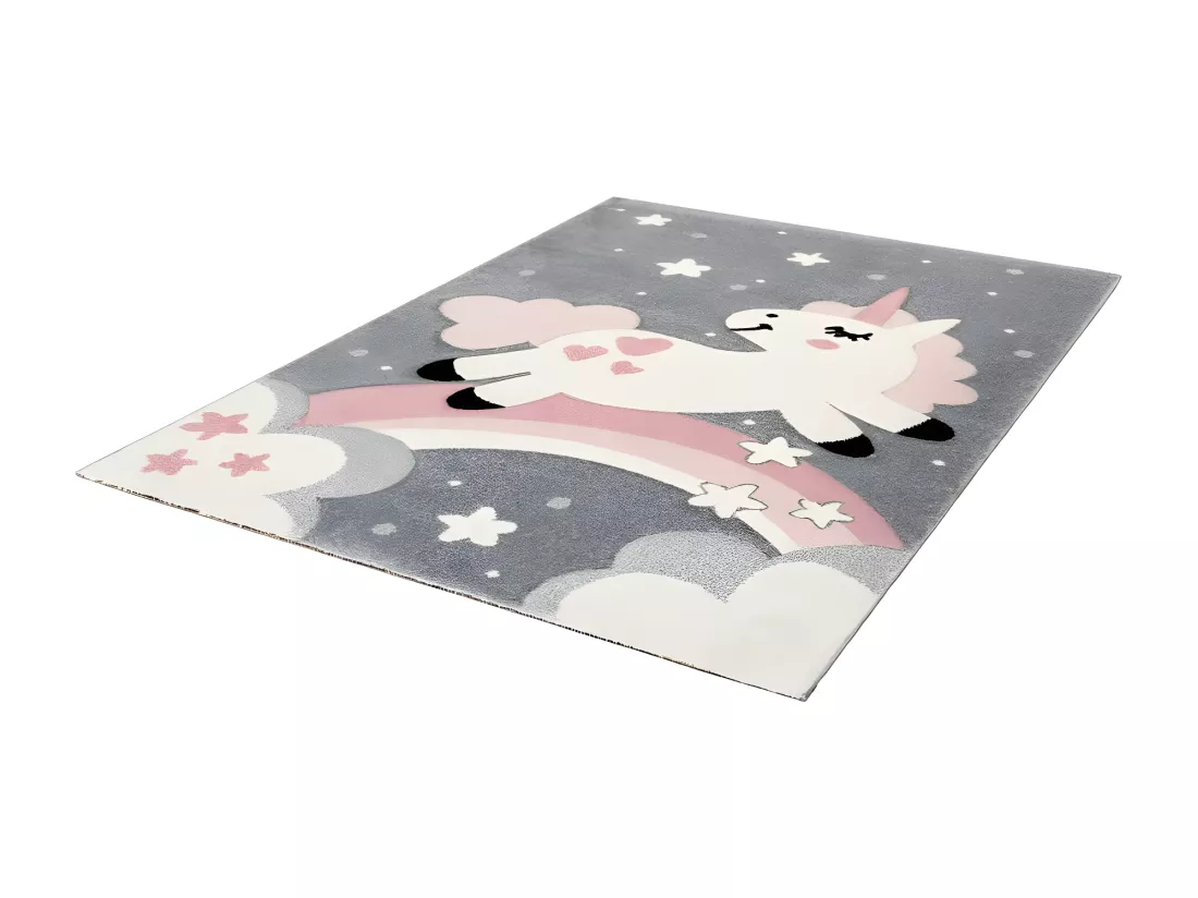 Tapis enfant 150x80cm, design A723O coloris rose - Confort et élégance pour votre intérieur