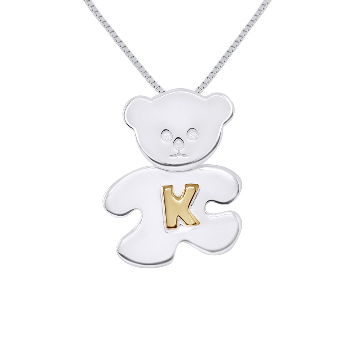 Pendentif OURSON Argent - Lettre K plaqué Or Jaune