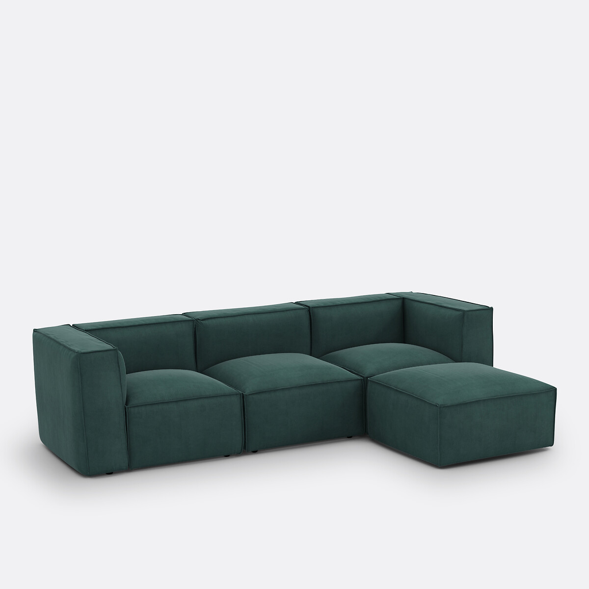 LA REDOUTE INTERIEURS<br>Canto modular de veludo canelado, Sete
