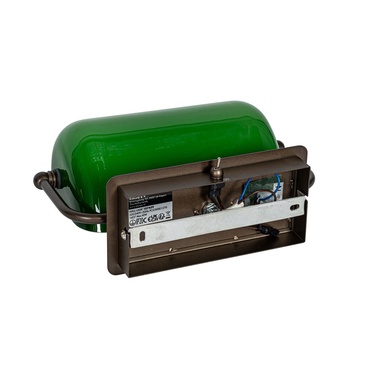 Klassieke notaris wandlamp donkerbrons met groen glas - Banker