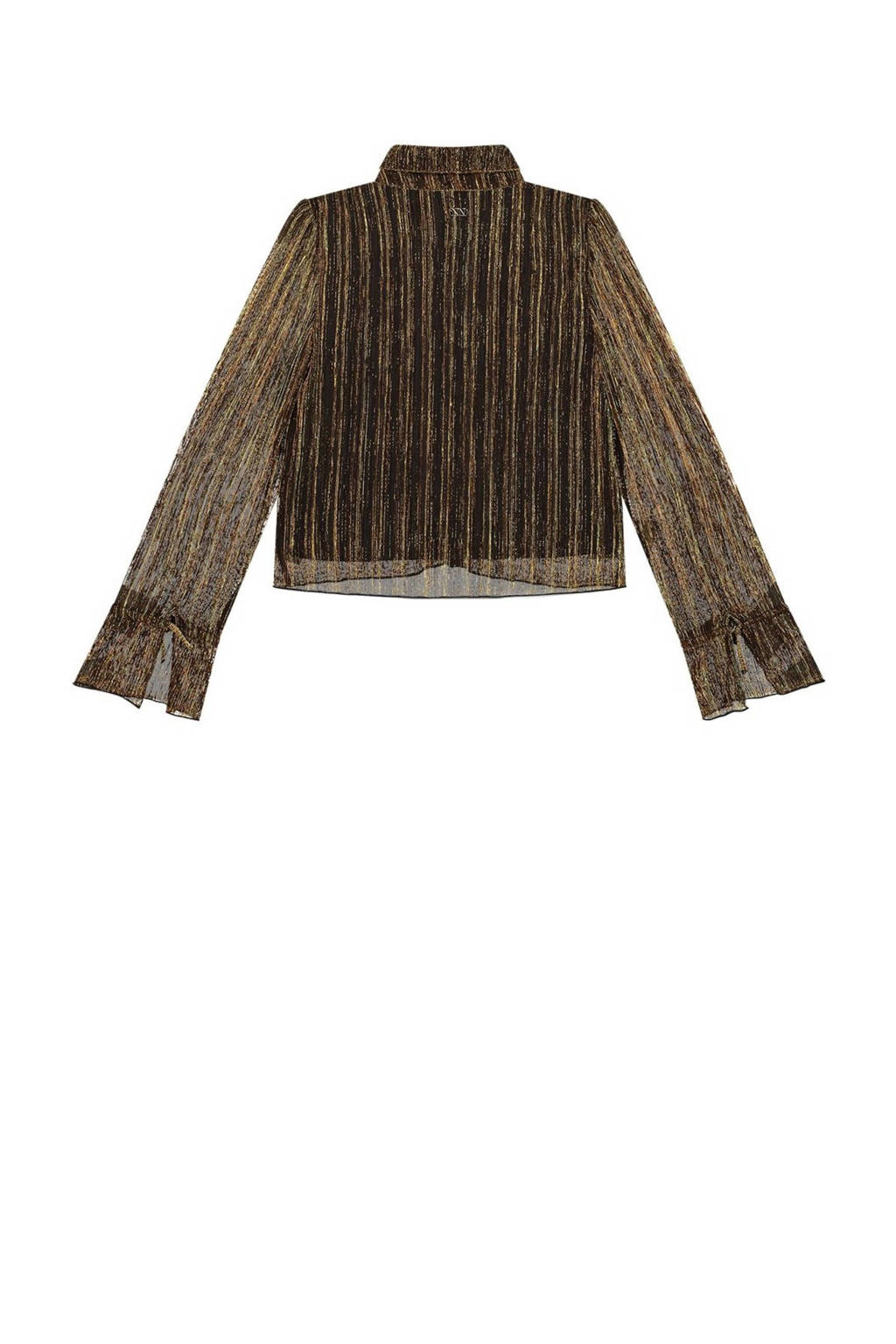 NIK&NIK gestreepte semi-transparante blouse Jill goudbruin