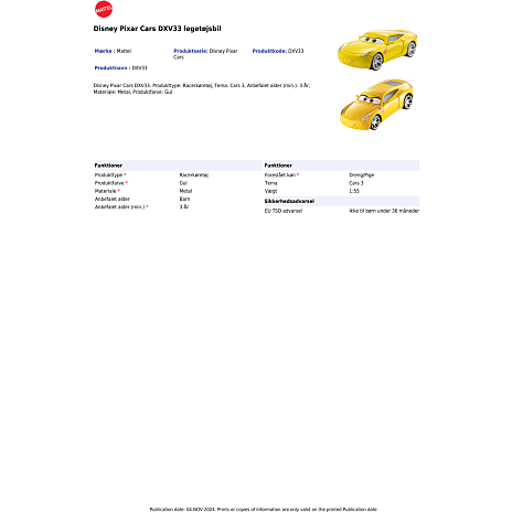 Disney Pixar Cars 3, 1 stk. legetøjsbil