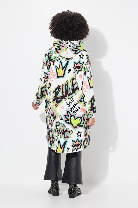 Hoodie, A-Linie, Graffiti-Print, Kapuze