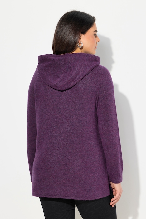 Strick-Hoodie, A-Linie, Pailletten, Kapuze, Langarm
